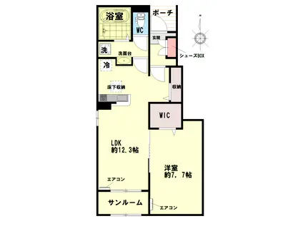 アーバン・ヌール I(1LDK/1階)の間取り写真