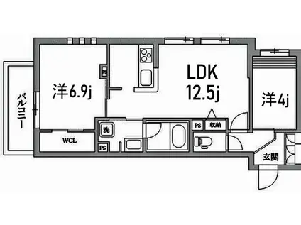 GRAN STRADA(2LDK/2階)の間取り写真