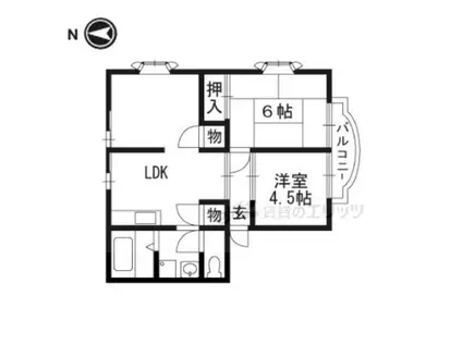 サンビレッジ鮎川B棟(2LDK/1階)の間取り写真