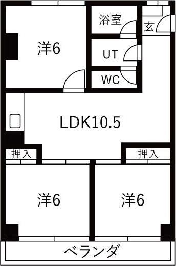 浅井レジデンス(3LDK/5階)の間取り写真