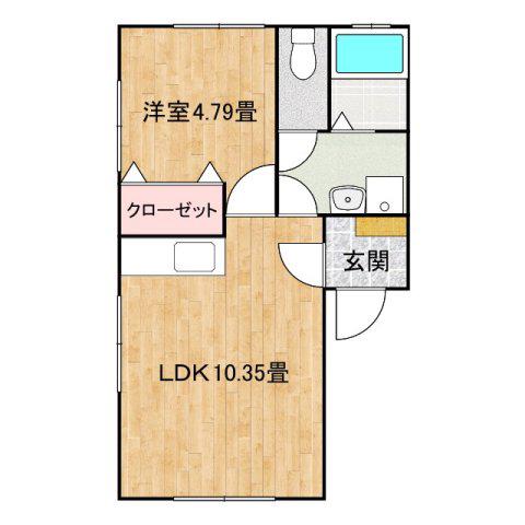 MONO(1LDK/1階)の間取り写真