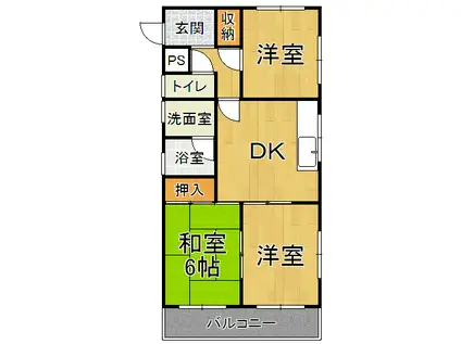 スカイハイツ(3DK/3階)の間取り写真
