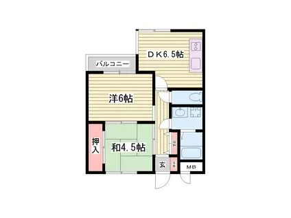 山手ハイツ(2DK/3階)の間取り写真