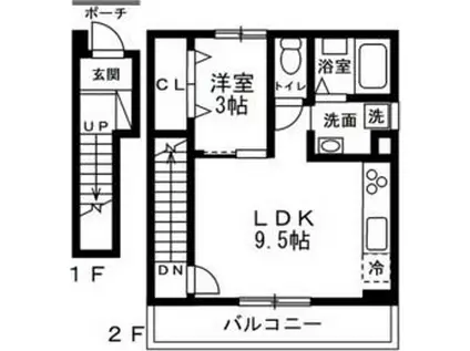 メゾン・ド・ソレイユ(1LDK/2階)の間取り写真