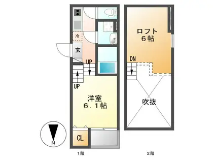 フォルクローレ名駅西(1K/2階)の間取り写真