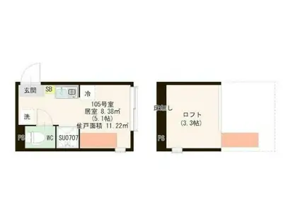 ハーモニーテラス平井IX(ワンルーム/1階)の間取り写真