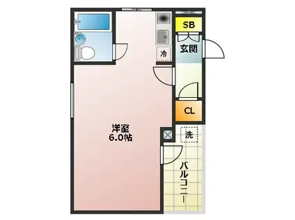 フローラ南長崎(ワンルーム/1階)の間取り写真