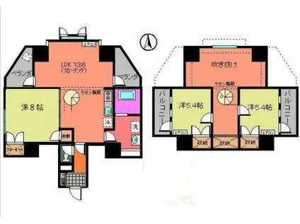 プレサM(3LDK/4階)の間取り写真