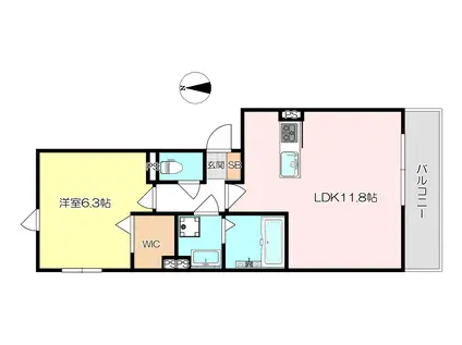 LA MAISON塚口(1LDK/2階)の間取り写真