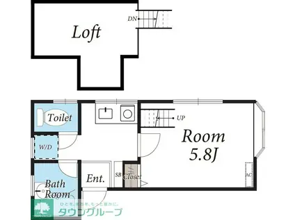 ダイナスティ松戸(1K/1階)の間取り写真