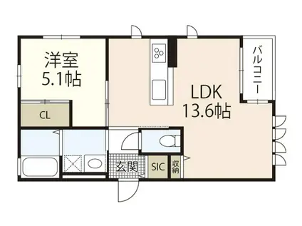 セントラル古江II(1LDK/2階)の間取り写真