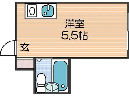 昭和グランドハイツ花園(ワンルーム/6階)の間取り写真