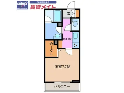 シャーメゾン松阪中央(1K/3階)の間取り写真