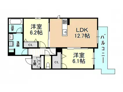 シャーメゾン 法善寺(2LDK/2階)の間取り写真