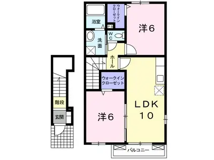 ジュネス・マロンA(2LDK/2階)の間取り写真