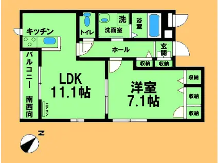 グリーンヒル橋本F(1LDK/2階)の間取り写真