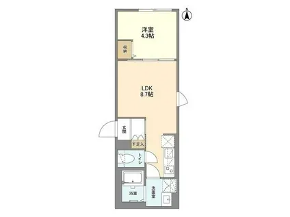 ウェルスクエア笹塚II(1LDK/2階)の間取り写真