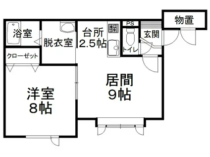 ハスコート士幌(1DK/2階)の間取り写真