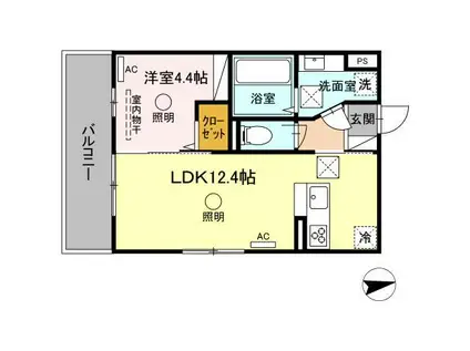 クレスト(1LDK/2階)の間取り写真