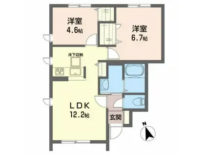 そらりすの庄E(2LDK/1階)の間取り写真