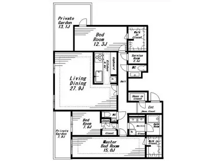 BEVERLY HOMES 青葉台 ビバリーホームズ青葉台(3LDK/1階)の間取り写真