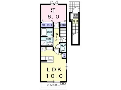 サンリットハウスV(1LDK/2階)の間取り写真