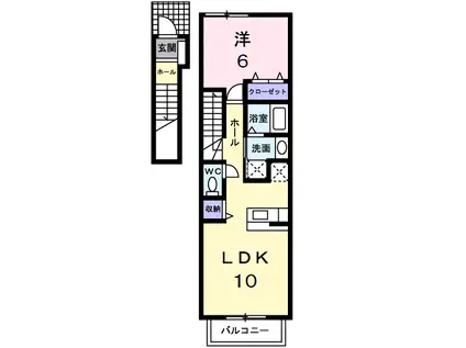マガジーノクラII(1LDK/2階)の間取り写真