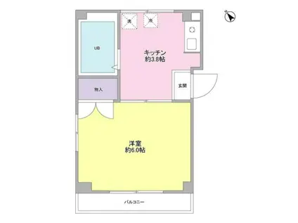 ノイエハイム高津(1K/3階)の間取り写真