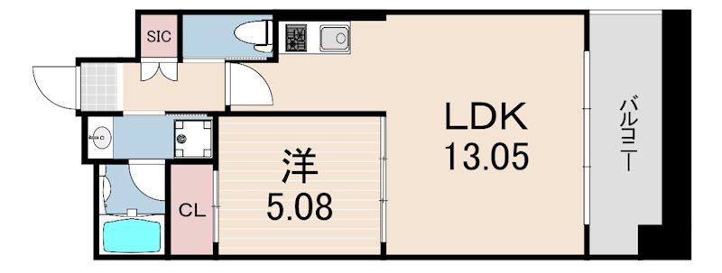 プレジオ西宮今津(1LDK/5階)の間取り写真