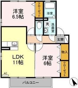 ルミエール(2LDK/2階)の間取り写真