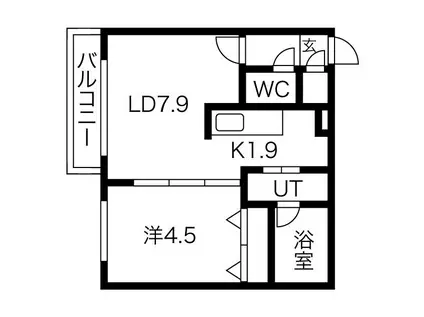 VIVACE N12(1DK/2階)の間取り写真