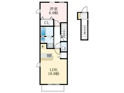 フィオーレ松ヶ丘(1LDK/2階)の間取り写真