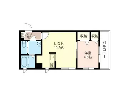 イースト ONE(1LDK/2階)の間取り写真