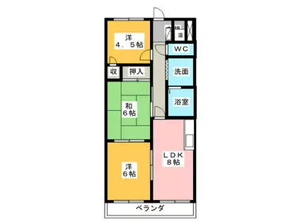 エクセル中川原(3DK/2階)の間取り写真