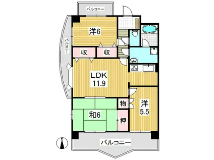 GEN高野台(3LDK/3階)の間取り写真