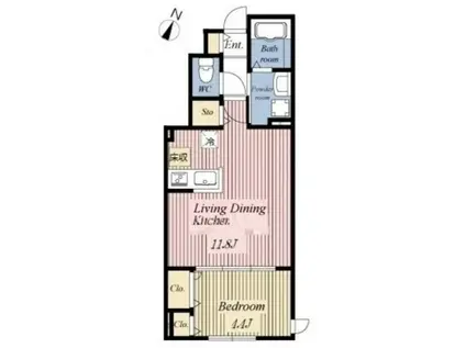 プラントグラスII(1LDK/1階)の間取り写真