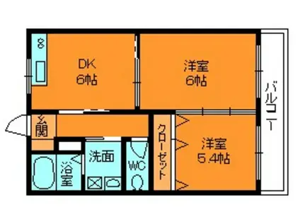 ツクモハイツ(2DK/1階)の間取り写真