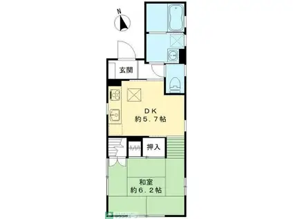 グリーングラス北新宿(1DK/1階)の間取り写真