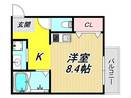 ポモドーロ(ワンルーム/3階)の間取り写真