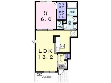 ジェルメZ・B(1LDK/1階)の間取り写真