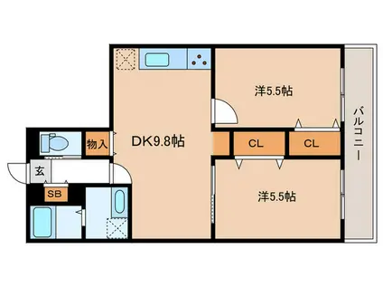 RISOMIRAIE ジェームス山イースト(2DK/1階)の間取り写真