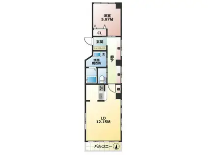 ゴメイビル(1LDK/2階)の間取り写真