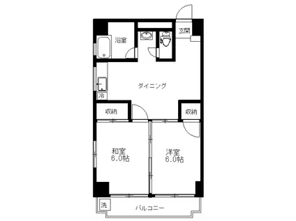 第一和光ビル(2DK/5階)の間取り写真