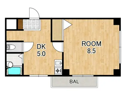 エクセレント中村2号棟(1DK/2階)の間取り写真