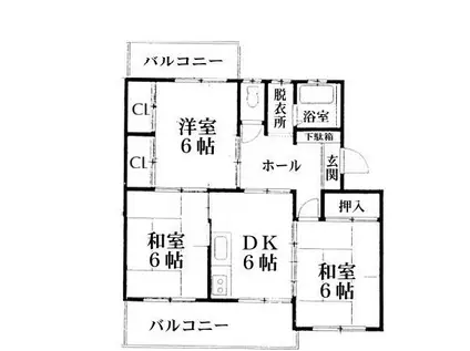 渡幸ベルメゾン幸町 2号棟(3DK/4階)の間取り写真