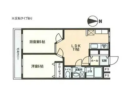 笹山ハイツ(2LDK/1階)の間取り写真