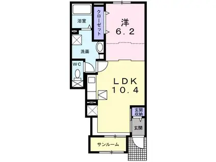 マルグリット(1LDK/1階)の間取り写真