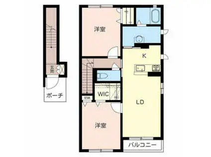 シャーメゾンピーチコート(2LDK/2階)の間取り写真