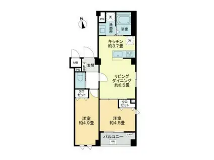 ルミケオ大手町(2LDK/2階)の間取り写真