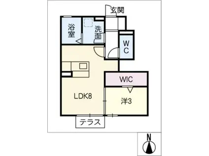 メイユール安良田(1LDK/1階)の間取り写真